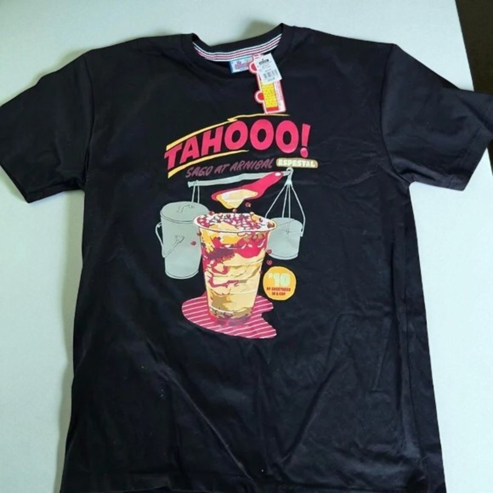 Black Short Sleeve Tee with Beverage Graphic